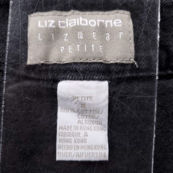 VTG 80s Lizwear Petite Denim Mini Skirt 8P Black Embroidered Daggers Punk Skater - Picture 7 of 8